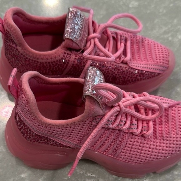 Steve Madden Maxima Neon Pink Rhinestone Sneakers Toddler Girls Size 9 EUC - Picture 8 of 12